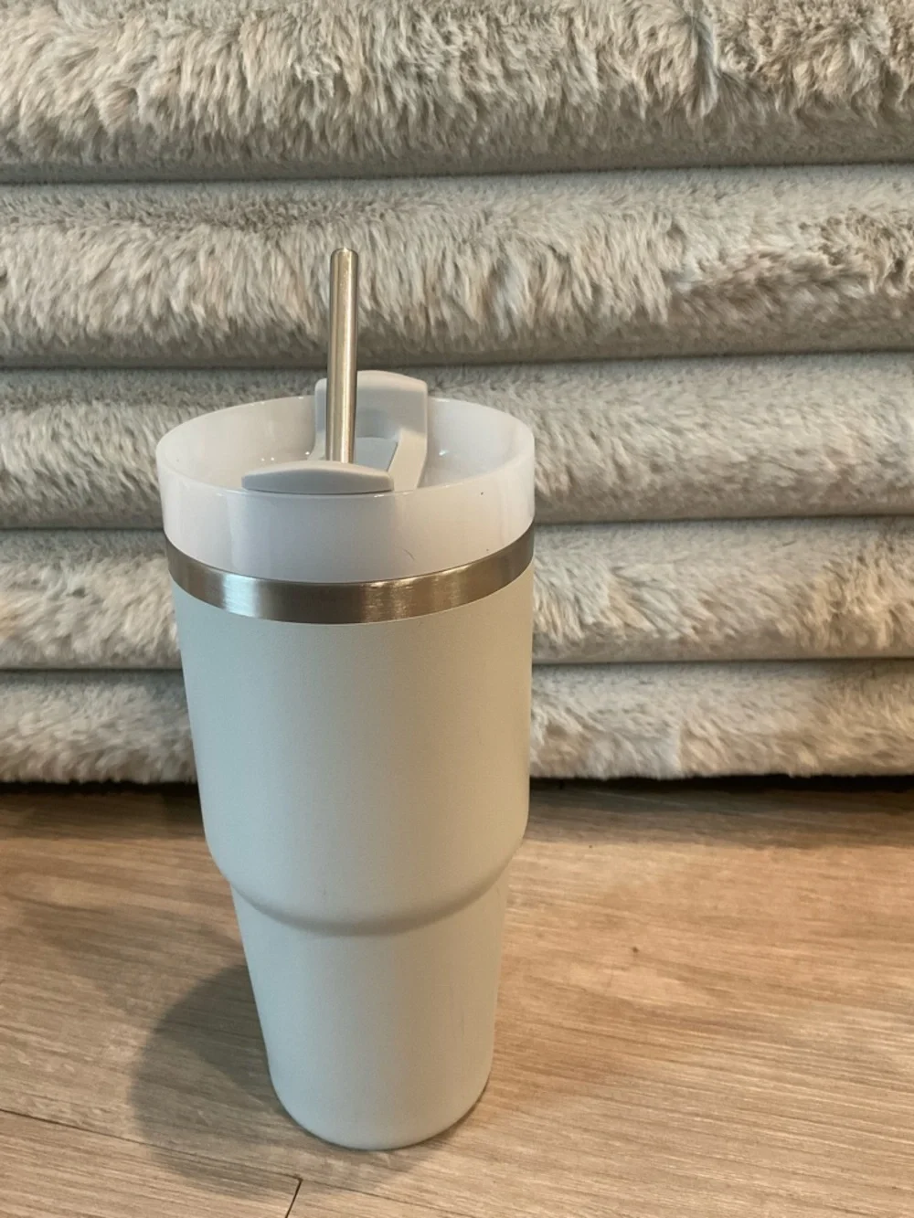 Stanley 14oz Tumbler Gray Travel Cup w/ metal straw - Picture 3 of 8